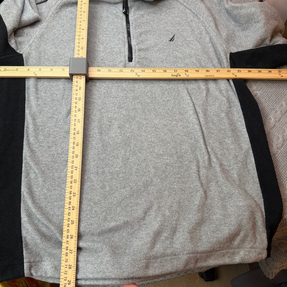 Nautica Half‎ Zip Fleece Sweater Men's XL Grey Sailboat Logo Golf Hiking Comfort - Picture 4 of 5